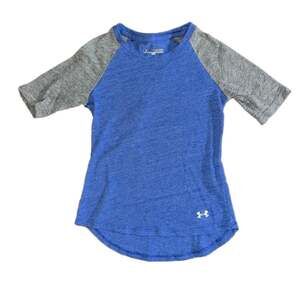 Under Armour Youth HeatGear Heathered Blue & Gray Raglan T-Shirt